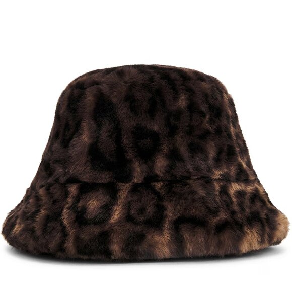 Apparis Amara Leopard Faux Fur Bucket Hat - Picture 1 of 6